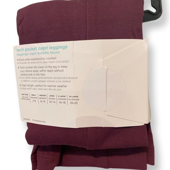 No Nonsense Tech Pocket Capri Leggings Size Medium (8-10) waist 29-30 NWT - Picture 4 of 4